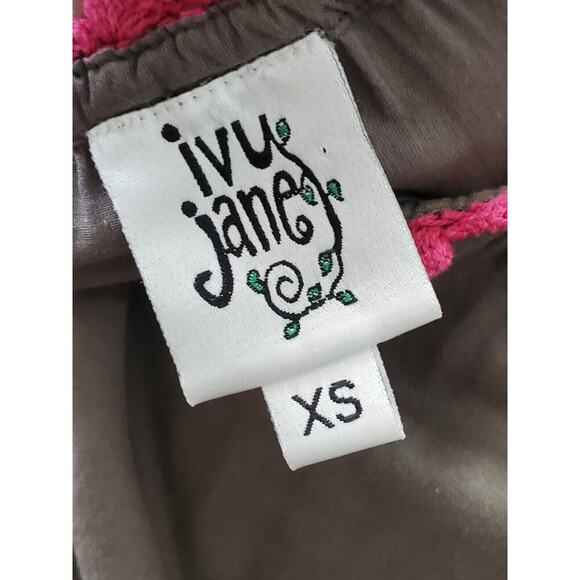 IVY Jane Embroidered Gray Cotton Round Neck 3/4 Sleeve Knee Length Dress Size XS - Picture 9 of 12